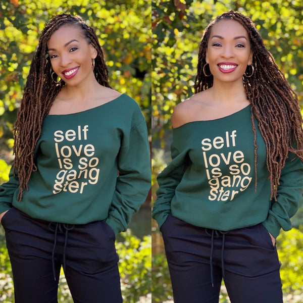 Self Love is so Gangster Off Shoulder Sweaters