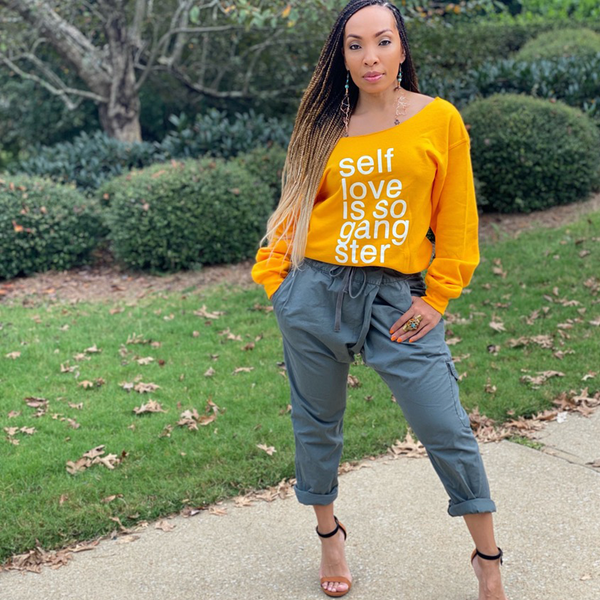 Self Love is so Gangster Off Shoulder Sweaters